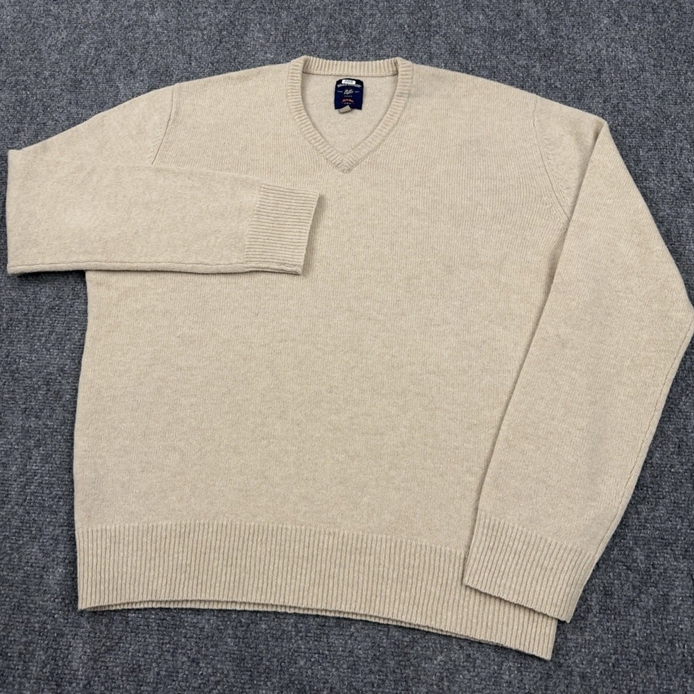 Vintage Bills Khakis Sweater Mens Large Beige 100% Geelong Lambswool Made in USA